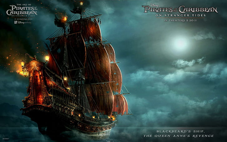 Blackbeard's Ship in Pirates Of The Caribbean 4, pirates of the caribbean ad, HD wallpaper
