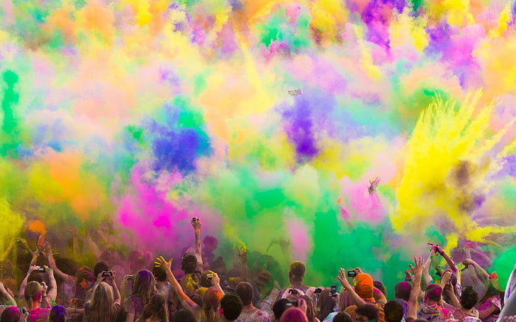 People Celebrate Holi, assorted-colored powders, Festivals / Holidays