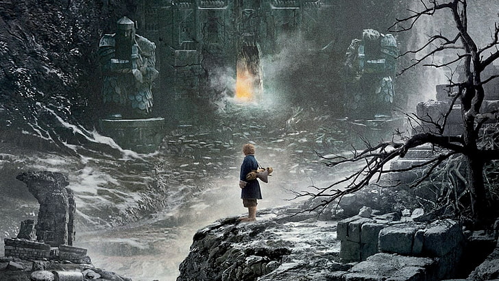 HD wallpaper: The Hobbit 2-The Desolation of Smaug Movie HD Wall.., Bilbo  Baggins facing The Mountain wallpaper | Wallpaper Flare