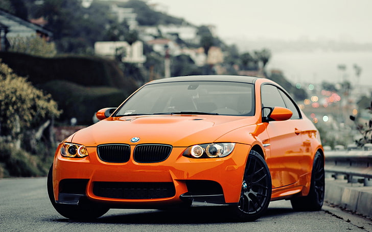 orange, BMW, car, BMW M3 GTS, motor vehicle, mode of transportation