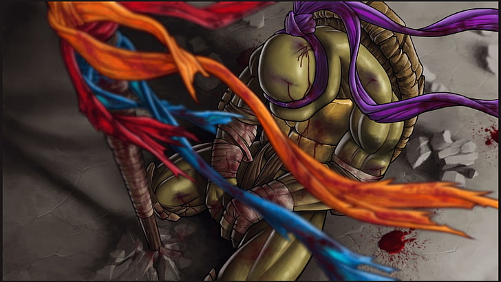 TMNT Donatello painting, Teenage Mutant Ninja Turtles, multi colored, HD wallpaper