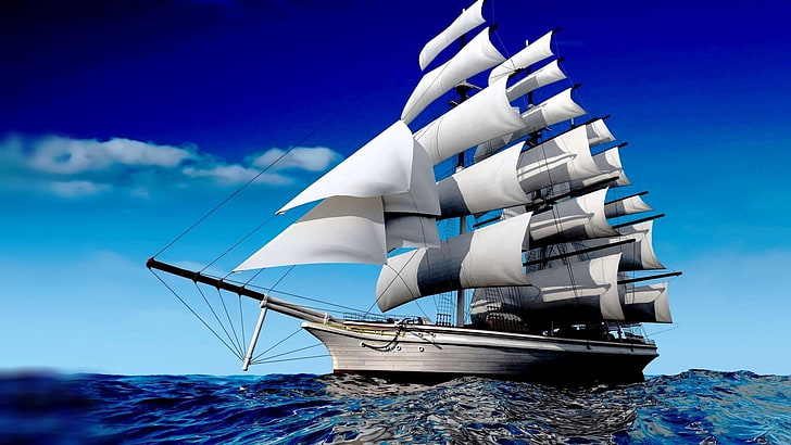 HD wallpaper: ship, boat, mast, masted ship, schooner, sky ...