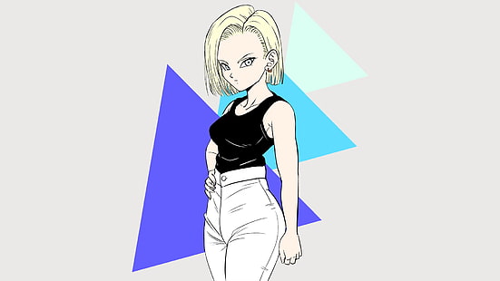 HD wallpaper: Dragon Ball Z, Android 18, anime girls, simple background,  one person | Wallpaper Flare