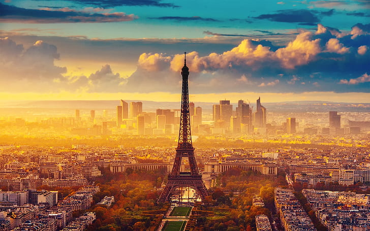 France, Paris, the Eiffel Tower, autumn, sky, clouds, morning