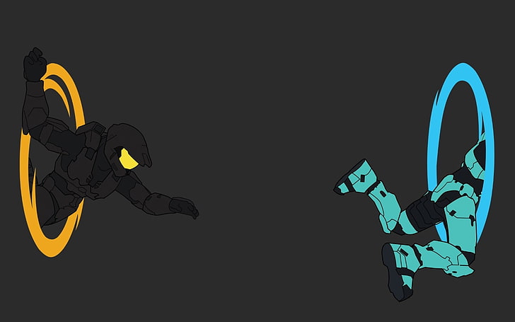two black and teal Halo characters illustration, Rooster Teeth, HD wallpaper