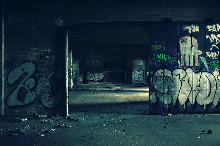 ruin, graffiti, abandoned, HD wallpaper
