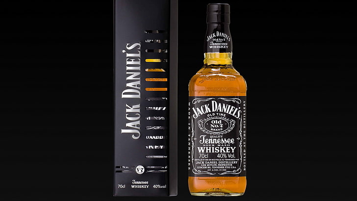 Jack Daniels liquor bottle with box, Jack Daniel's, drink, alcohol, HD wallpaper