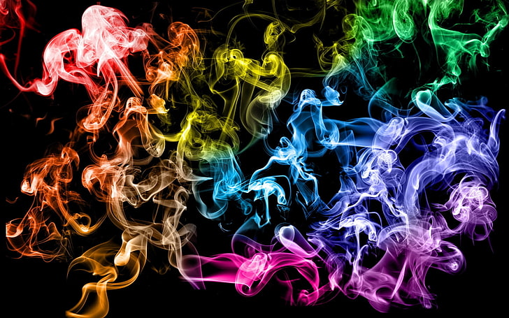 assorted-color smoke 3D wallpaper, colored, clot, abstract, backgrounds, HD wallpaper