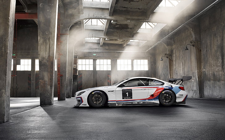 white sports coupe, car, BMW M6 GT3, mode of transportation, motor vehicle