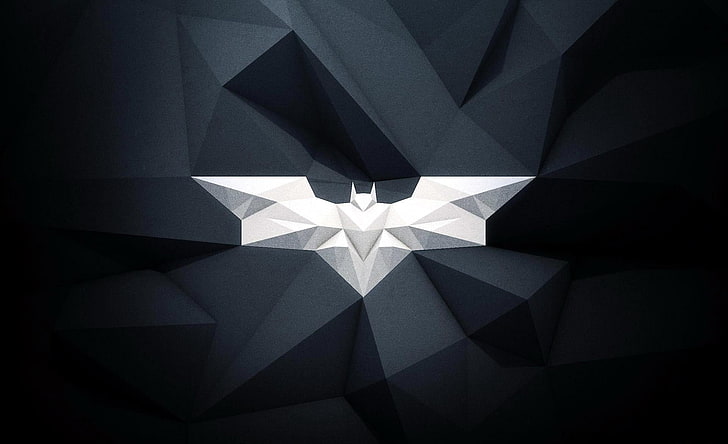 white Batman logo, artwork, shape, abstract, design, pattern