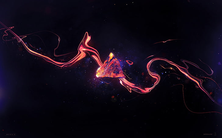 multicolored abstract illustration, 3D, glowing, red thing, artwork, HD wallpaper