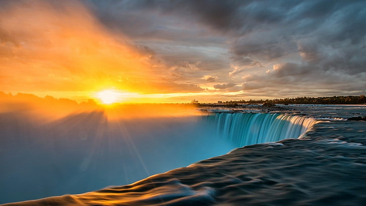 Niagara falls, landscape, Sun, waterfall, scenics - nature, sky, HD wallpaper