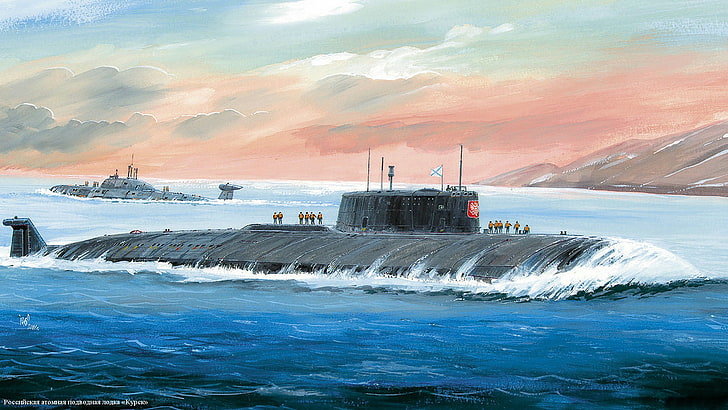 black submarine, Navy, The Premier League, atomic, Kursk, sea