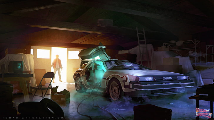 Back to the Future movie clip, magic, car, Marty McFly, DMC DeLorean, HD wallpaper