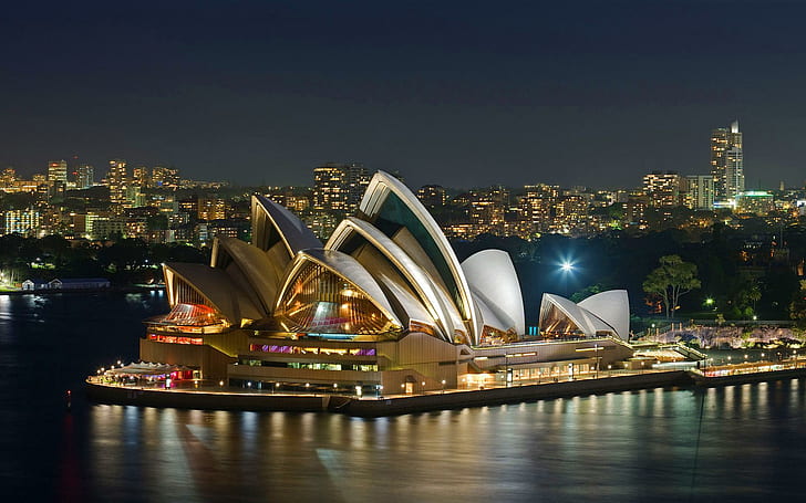 Sydney opera house night, sydney opera house, australia, HD wallpaper