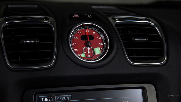 black and red car instrument cluster panel, Porsche Boxter, mode of transportation