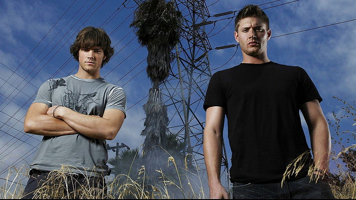 Sam and Dean Winchester - Supernatural, men's black crew neck shirt
