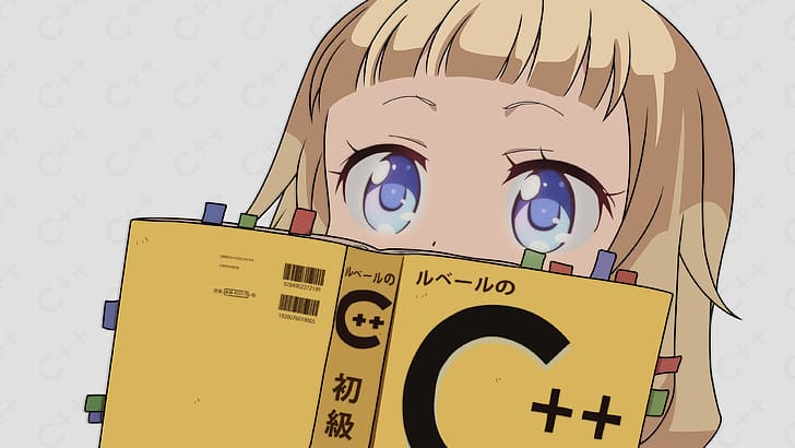 anime, c++, programming, blue eyes, book cover, HD wallpaper