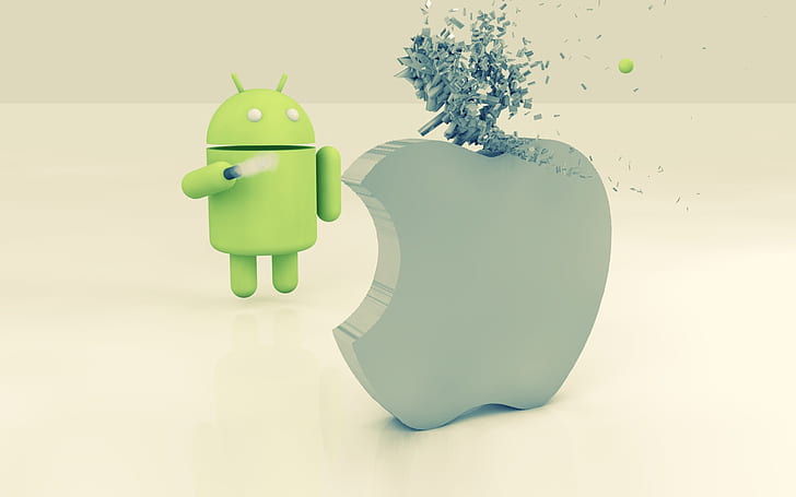 Android Vs Apple, fantasy, tech, ios, android logo, apple logo