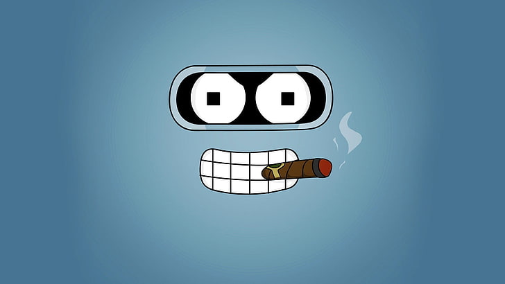 Futurama Bender wallpaper, minimalism, smoking, TV, fictional characters
