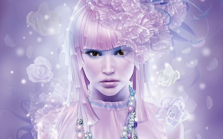 purple haired girl illustration, Fantasy, Women, Minaj, Nicki Minaj, HD wallpaper