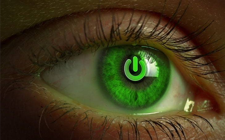 eyes, power buttons, green eyes, sensory perception, human eye, HD wallpaper