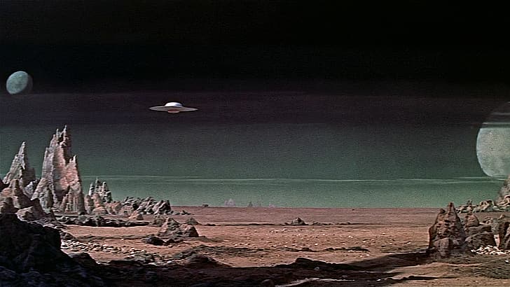 film stills, science fiction, UFO, space, Matte painting, movies