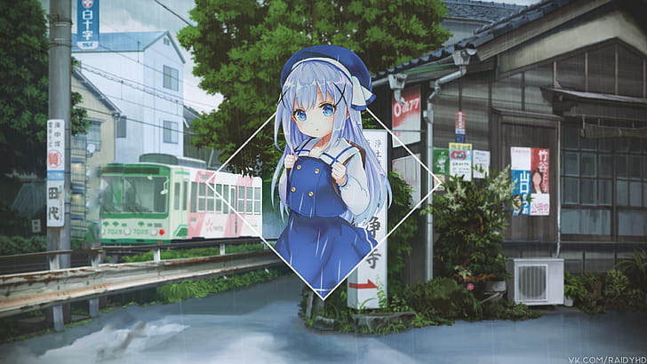 anime, anime girls, picture-in-picture, Kafuu Chino