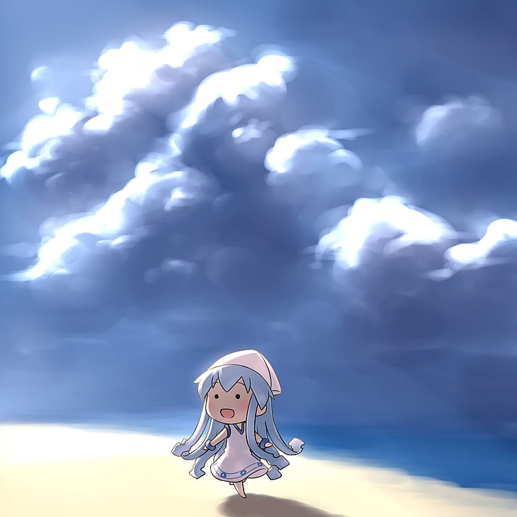 Shinryaku! Ika Musume, anime girls, sky, cloud - sky, nature, HD wallpaper