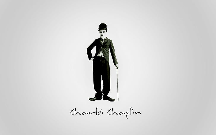 Actors, Charlie Chaplin, studio shot, indoors, white background, HD wallpaper