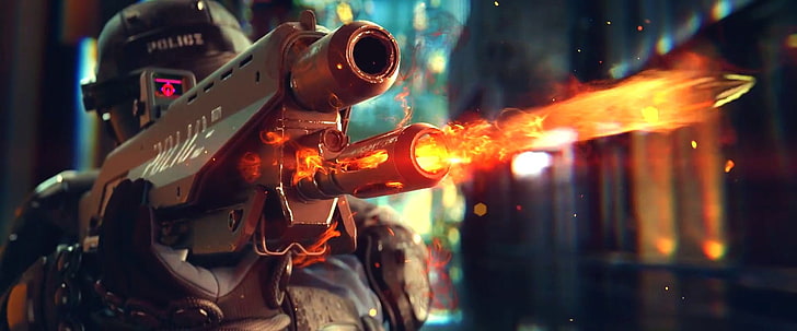 CGI, gun, Cyberpunk 2077, weapon, video games, machine gun, HD wallpaper