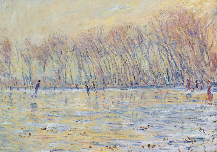 landscape, picture, Claude Monet, The skaters at Giverny, HD wallpaper