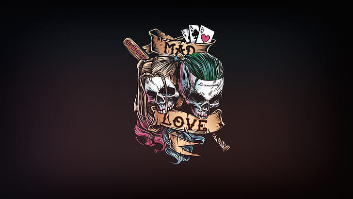HD wallpaper: love, artwork, simple background, skull, bones, Joker, Harley  Quinn | Wallpaper Flare