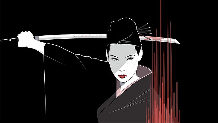 female samurai artwork, Kill Bill, Lucy Liu, Craig Drake, fan art, HD wallpaper