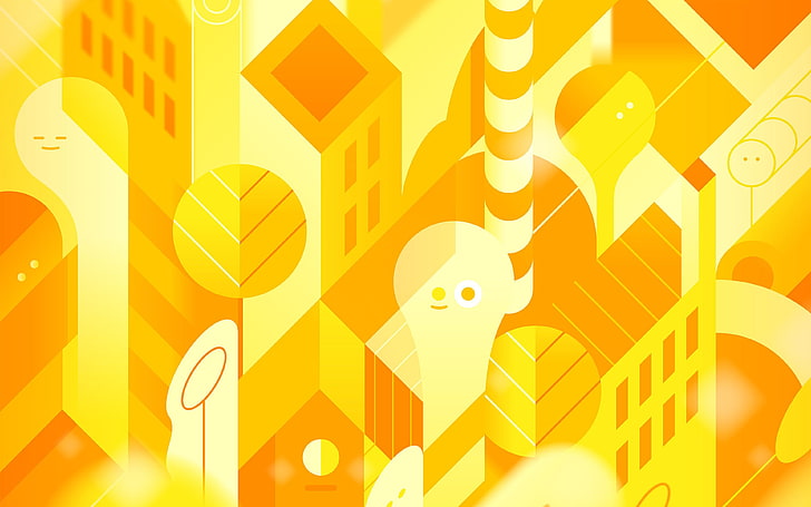 android, lollipop, lg, yellow, cute, illust, pattern, design, HD wallpaper
