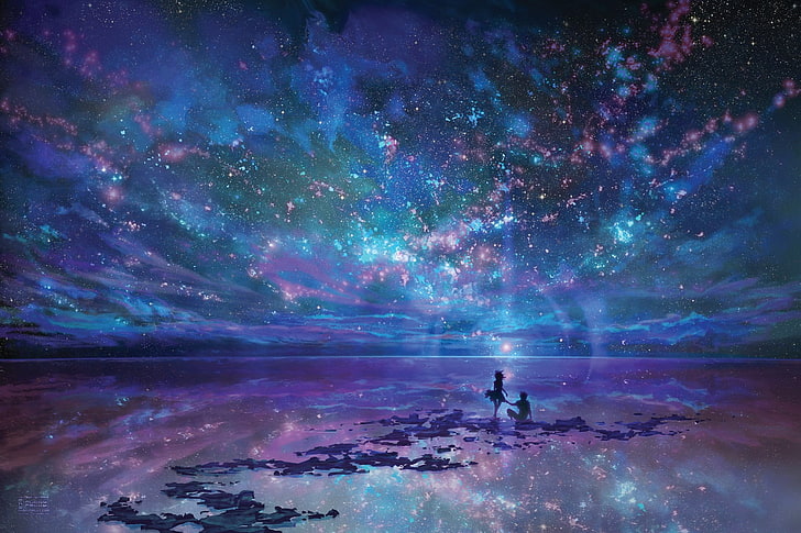 HD wallpaper: Milky Way galaxy wallpaper, nebula, stars, anime, sky,  reflection | Wallpaper Flare