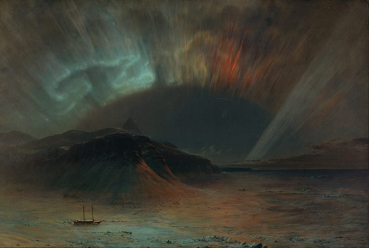 classical art, classic art, aurora  borealis, Frederic Church