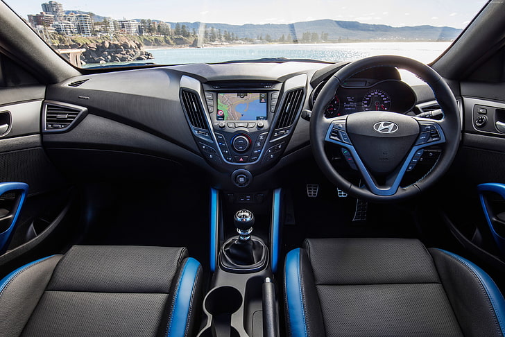 blue, interior, Hyundai Veloster 