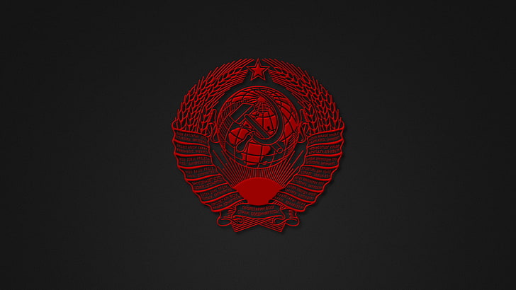 red logo, minimalism, USSR, coat of arms, vector, symbol, illustration, HD wallpaper