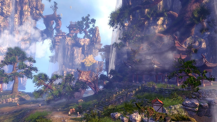 temple surrounded by trees digital wallpaper, PC gaming, Blade & Soul