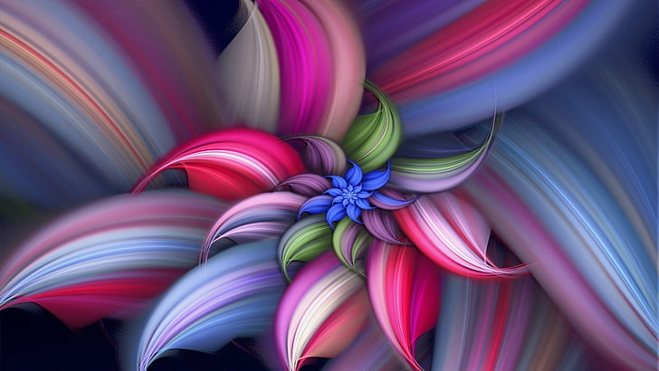 digital art, fractal, flowers, spiral, colorful, multi colored, HD wallpaper