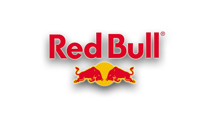 Red Bull logo, white background, brands, text, communication