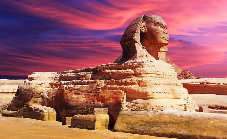 Sphinx landmark, sculpture, attraction, Egypt, art and craft, HD wallpaper