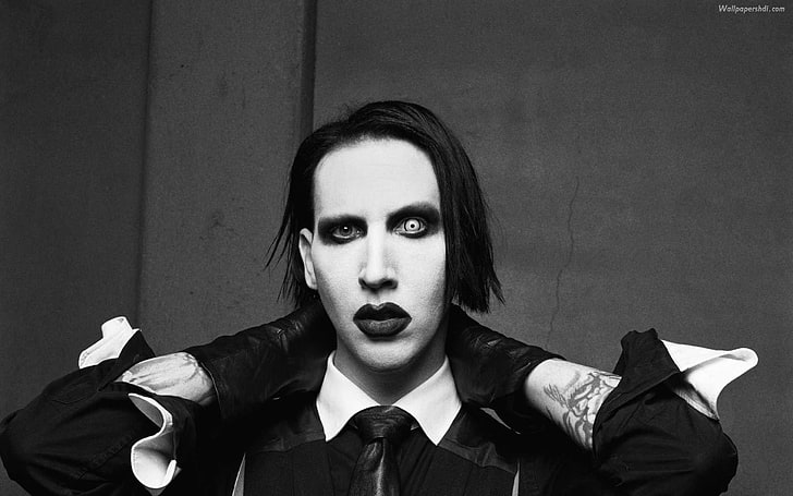marilyn manson, portrait, looking at camera, young adult, front view, HD wallpaper