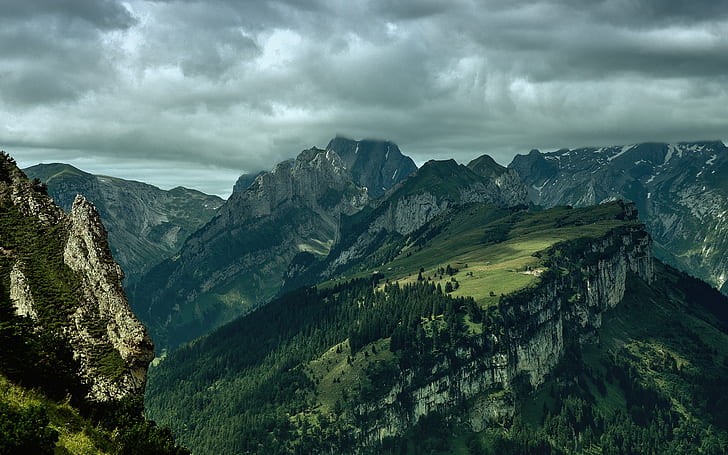 Superb Mountain Landscape, nature, spring, forest, background, HD wallpaper