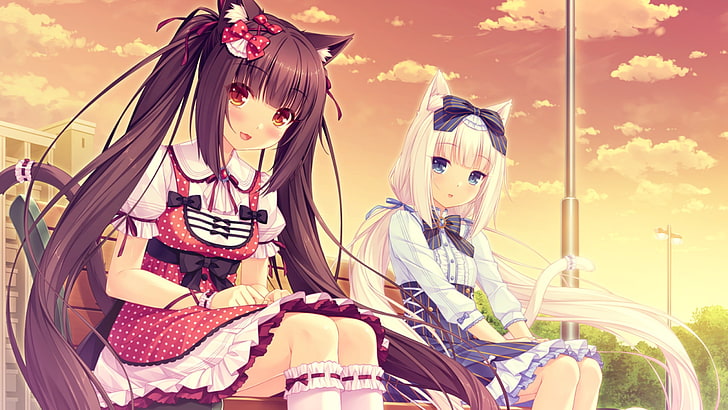 two anime girl characters, Neko Para, nekomimi, Chocolat (Neko Para), HD wallpaper