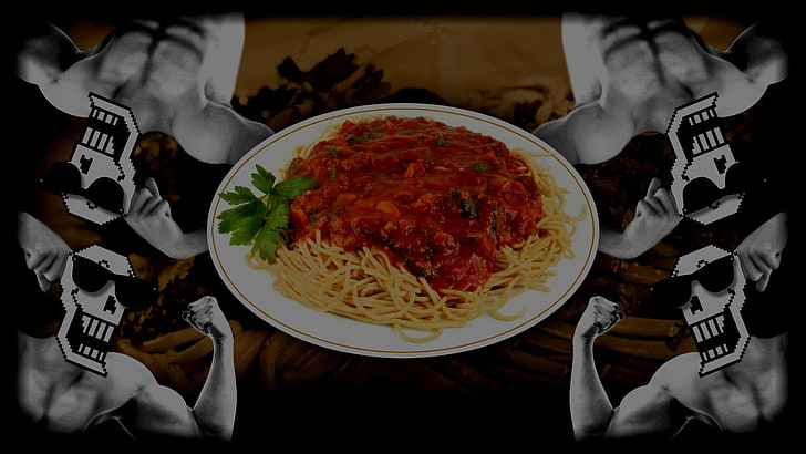 cooked spaghetti, Papyrus, Undertale, food, meal, dinner, plate
