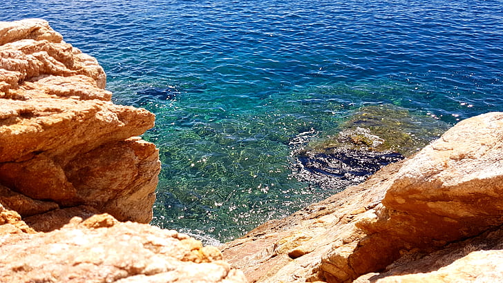 nature, water, coast, sunlight, turquoise, sea, blue, rocks