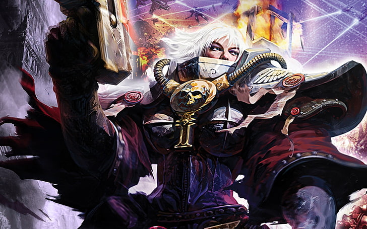 Warhammer 40,000, Sisters of Battle, painting, skull, representation, HD wallpaper
