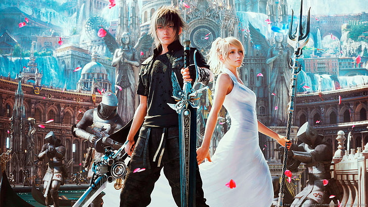 man and women illustration, Final Fantasy, Final Fantasy XV, Lunafreya Nox Fleuret, HD wallpaper